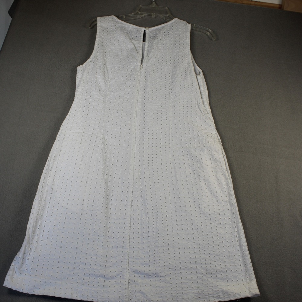 Banana Republic Eyelet Shift Dress Womens 10 White Excellent Cotton Sleeveless - Picture 2 of 11